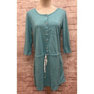 Stio Divide Swim Cover-Up Dress Womens M Dri Release 3/4 Sleeve Button Front